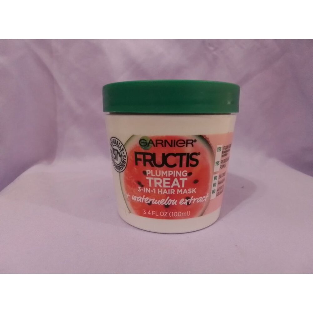 Garnier Fructis Plumping Treat 3-In-1 Hair Mask With Watermelon Extract 3.4 Fl O